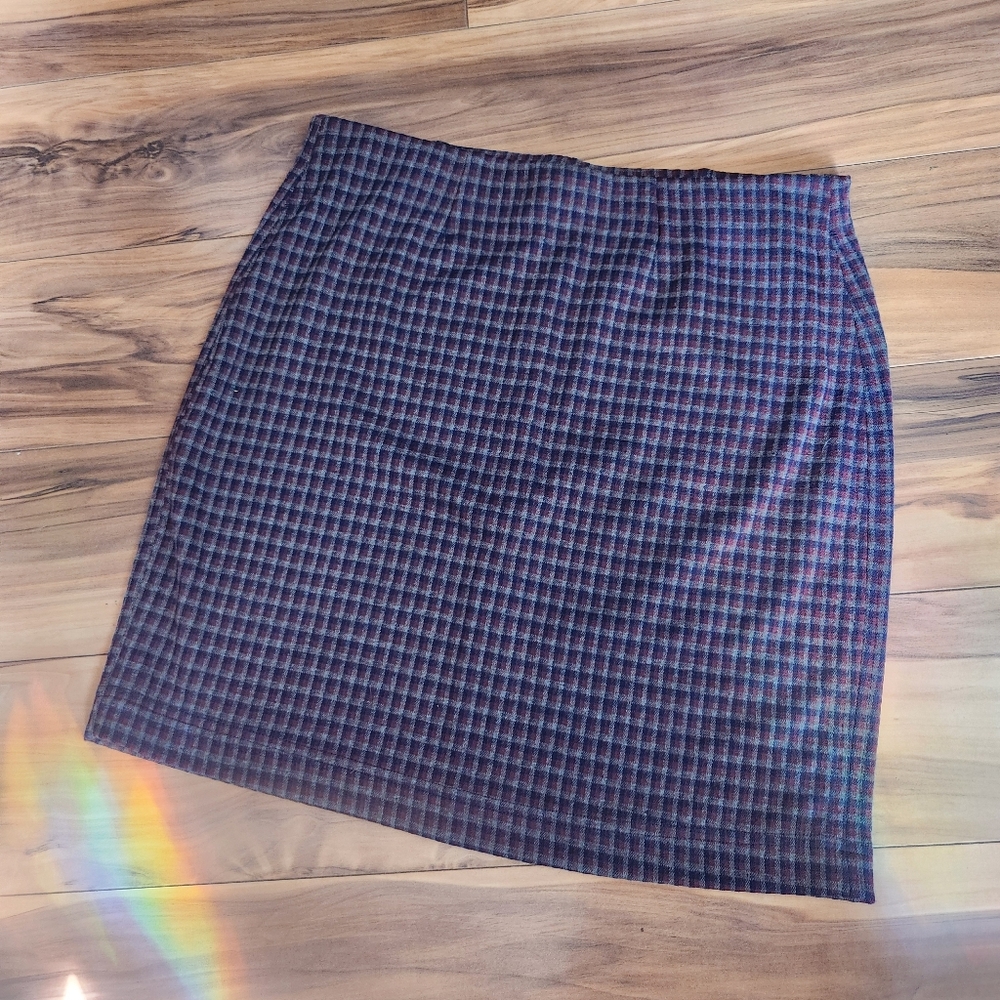 Jolt Plaid Linen Blend Mini Skirt Size M